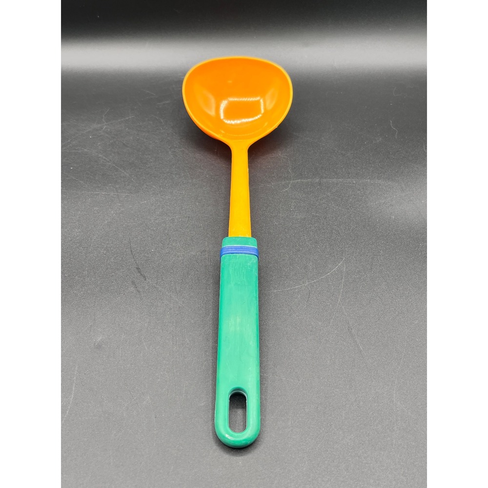 Vtg Plastic Soup Ladle Orange Green Blue Colorful Kitchen Utensil Serving Spoon